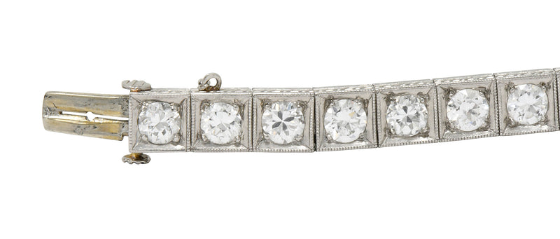 1930's Art Deco 5.90 CTW Diamond Platinum Line Braceletbracelet - Wilson's Estate Jewelry