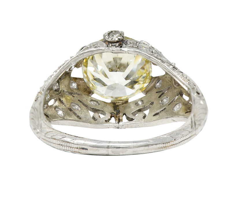 Vintage 2.35 CTW Diamond Platinum Flower Engagement Ring Wilson's Estate Jewelry