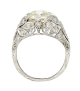 Vintage 2.35 CTW Diamond Platinum Flower Engagement Ring Wilson's Estate Jewelry