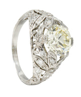 Vintage 2.35 CTW Diamond Platinum Flower Engagement Ring Wilson's Estate Jewelry