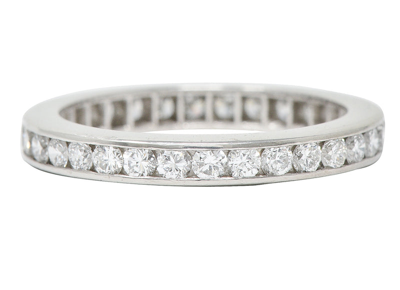 Modern 0.96 CTW Diamond Platinum Eternity Wedding Band Ring Wilson's Estate Jewelry