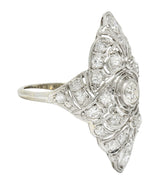 Belle Epoque 1.20 CTW Diamond Platinum-Topped 14 Karat White Gold Ribboned Dinner RingRing - Wilson's Estate Jewelry