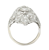 Belle Epoque 1.20 CTW Diamond Platinum-Topped 14 Karat White Gold Ribboned Dinner RingRing - Wilson's Estate Jewelry