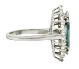 Vintage 2.60 CTW Fancy Green Diamond & White Diamond Halo Platinum Cluster RingRing - Wilson's Estate Jewelry
