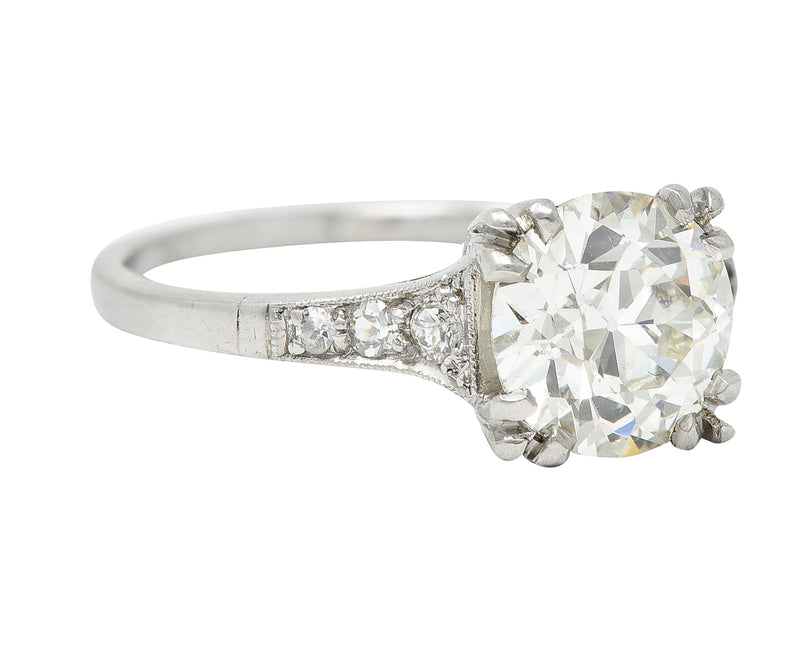 Art Deco 1.96 CTW Old European Cut Diamond Platinum Engagement Ring GIA Wilson's Estate Jewelry
