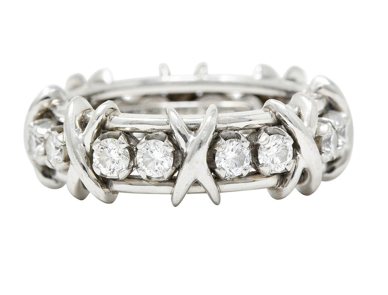 Schlumberger Tiffany & Co. 1.15 CTW Diamond Platinum X Band RingRing - Wilson's Estate Jewelry