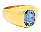 1940's Retro 3.40 CTW Ceylon Sapphire 14 Karat Gold Unisex Signet RingRing - Wilson's Estate Jewelry