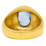 1940's Retro 3.40 CTW Ceylon Sapphire 14 Karat Gold Unisex Signet RingRing - Wilson's Estate Jewelry