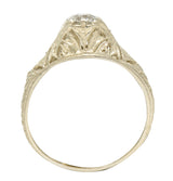 1920's Art Deco 0.48 CTW Diamond 18 Karat White Gold Foliate Engagement RingRing - Wilson's Estate Jewelry