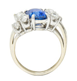 Retro 4.72 CTW No Heat Ceylon Sapphire Diamond 14 Karat White Gold Bypass Cluster Ring GIARing - Wilson's Estate Jewelry