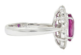 Contemporary 4.66 CTW No Heat Ruby Diamond Platinum Cluster Ring GIARing - Wilson's Estate Jewelry