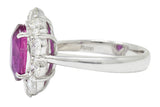 Contemporary 4.66 CTW No Heat Ruby Diamond Platinum Cluster Ring GIARing - Wilson's Estate Jewelry