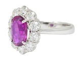 Contemporary 4.66 CTW No Heat Ruby Diamond Platinum Cluster Ring GIARing - Wilson's Estate Jewelry