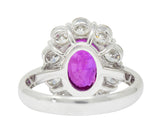 Contemporary 4.66 CTW No Heat Ruby Diamond Platinum Cluster Ring GIARing - Wilson's Estate Jewelry
