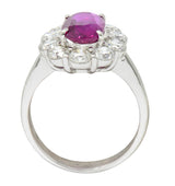 Contemporary 4.66 CTW No Heat Ruby Diamond Platinum Cluster Ring GIARing - Wilson's Estate Jewelry
