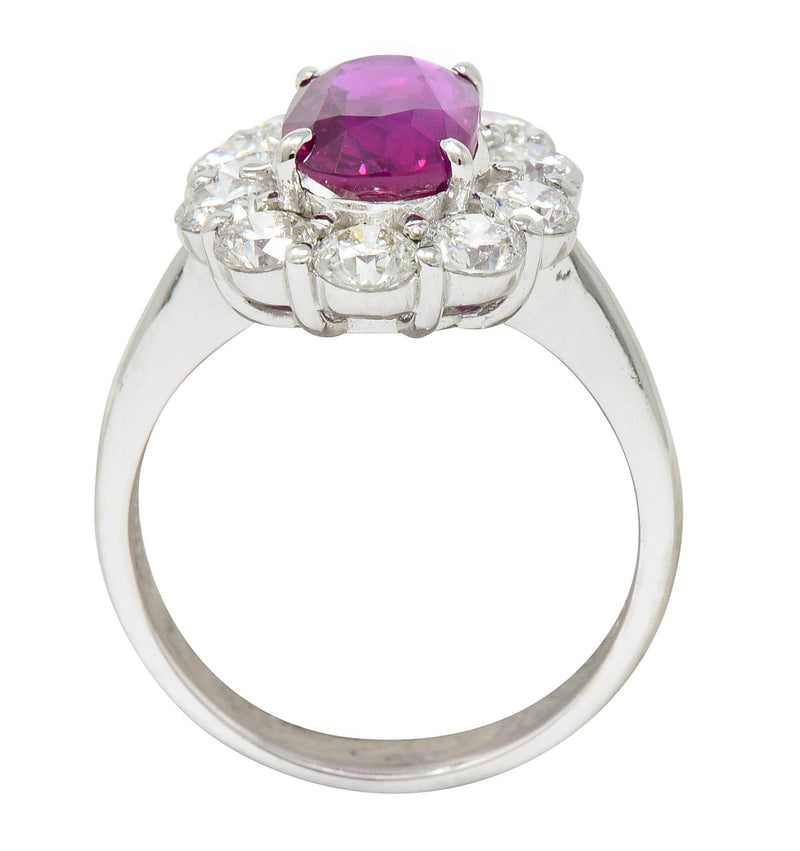 Contemporary 4.66 CTW No Heat Ruby Diamond Platinum Cluster Ring GIARing - Wilson's Estate Jewelry