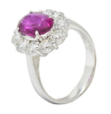 Contemporary 4.66 CTW No Heat Ruby Diamond Platinum Cluster Ring GIARing - Wilson's Estate Jewelry