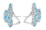 Vintage Blue Topaz Diamond 18 Karat White Gold Cluster EarringsEarrings - Wilson's Estate Jewelry