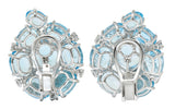 Vintage Blue Topaz Diamond 18 Karat White Gold Cluster EarringsEarrings - Wilson's Estate Jewelry