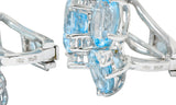 Vintage Blue Topaz Diamond 18 Karat White Gold Cluster EarringsEarrings - Wilson's Estate Jewelry