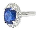 Contemporary 8.35 CTW Sapphire Diamond Platinum Cluster RingRing - Wilson's Estate Jewelry