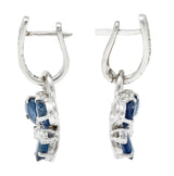 Contemporary 5.70 CTW Sapphire Diamond 18 Karat White Gold Convertible Earrings Wilson's Estate Jewelry