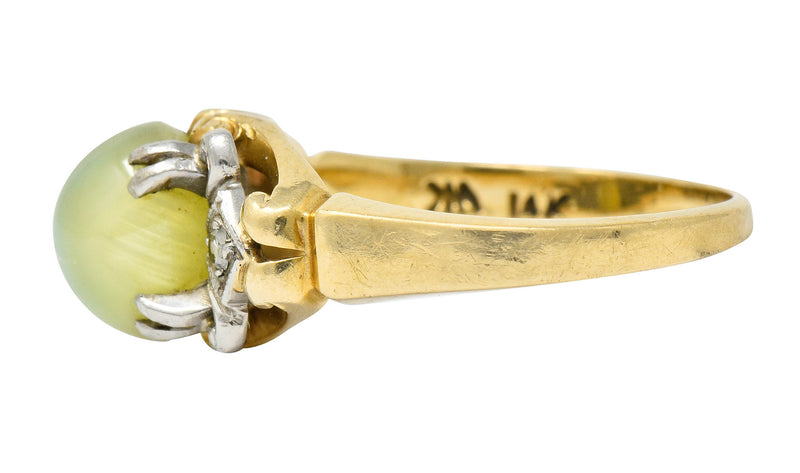 Edwardian Cat's Eye Chrysoberyl Diamond Platinum-Topped 14 Karat Gold RingRing - Wilson's Estate Jewelry
