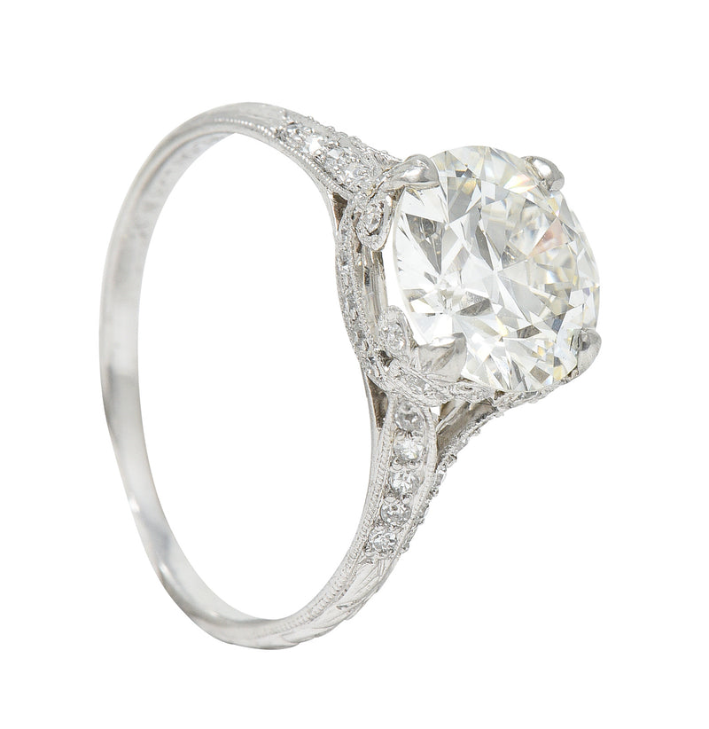 Art Deco 2.35 CTW Diamond Platinum Fleur-De-Lis Engagement Ring GIA Wilson's Estate Jewelry