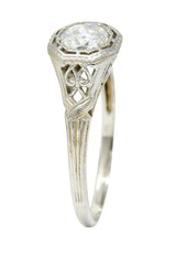 Art Deco Old European Diamond 18 Karat White Gold Heart Engagement RingRing - Wilson's Estate Jewelry