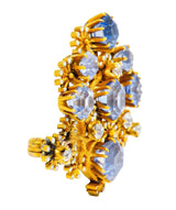 Tiffany & Co. Paulding Farnham 5.85 Carat Sapphire Diamond Enamel 18 Karat GoldBrooch - Wilson's Estate Jewelry