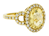 Green Beryl Diamond Halo 18 Karat Gold Statement RingRing - Wilson's Estate Jewelry