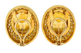 1960's Vintage Citrine 2.50 CTW Pave Diamond 18 Karat Gold Oval EarringsEarrings - Wilson's Estate Jewelry