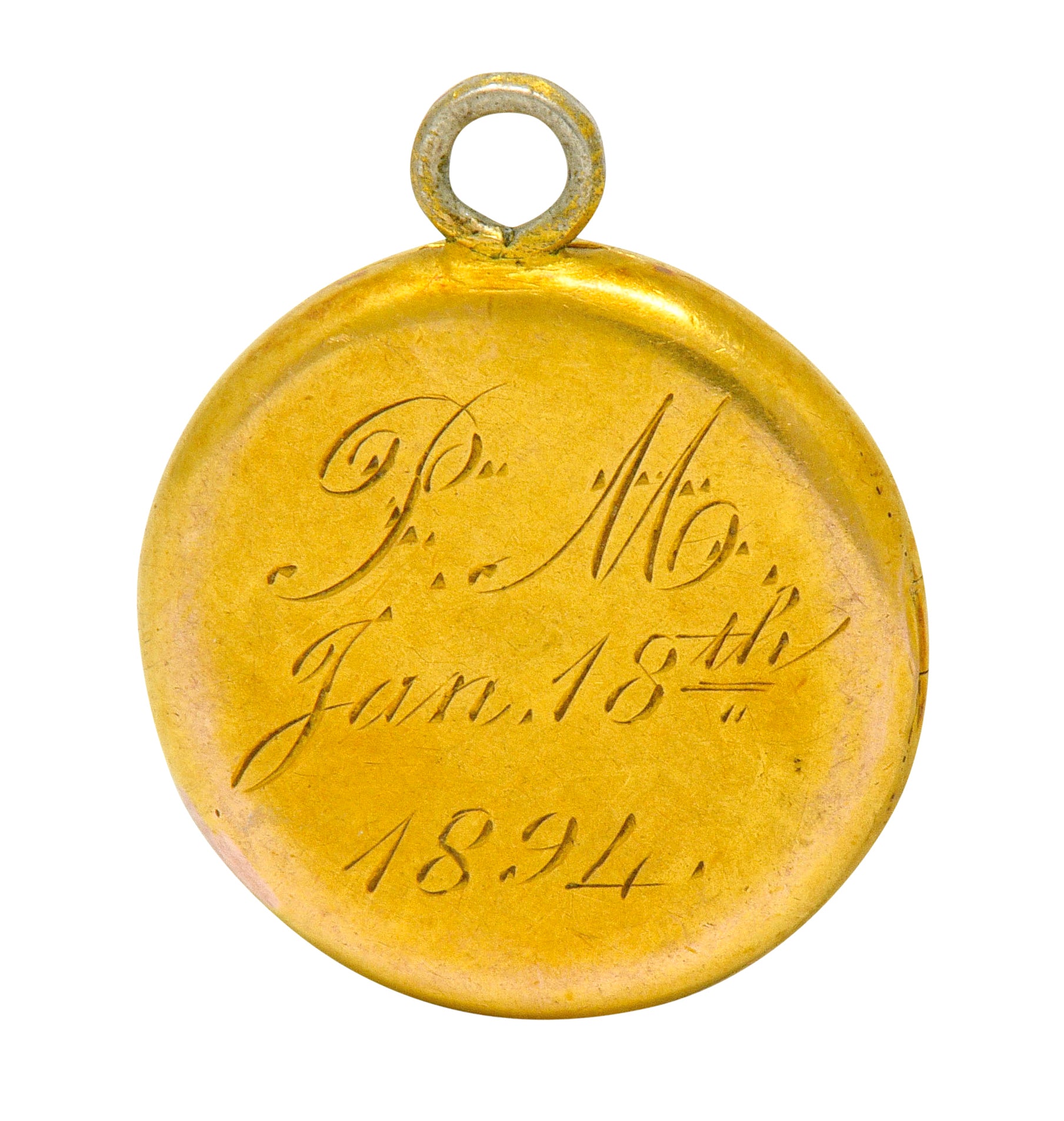 1894 Victorian Enamel 14 Karat Gold Floral Locket Pendant - Wilson's Estate Jewelry