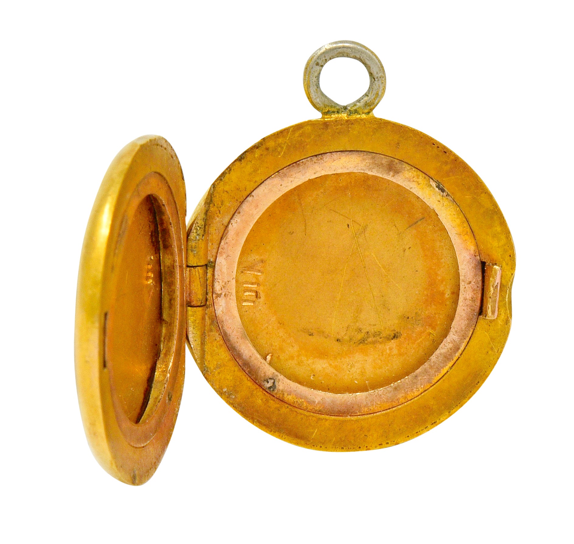 1894 Victorian Enamel 14 Karat Gold Floral Locket Pendant - Wilson's Estate Jewelry