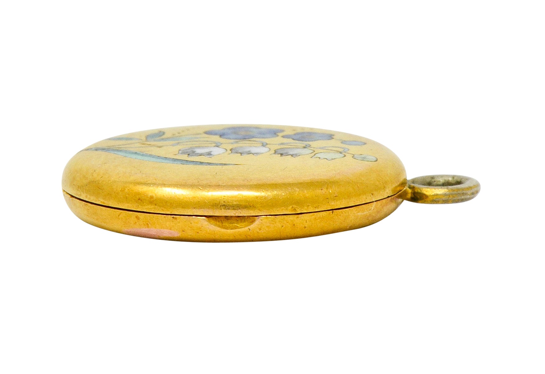 1894 Victorian Enamel 14 Karat Gold Floral Locket Pendant - Wilson's Estate Jewelry
