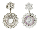 Contemporary 7.13 CTW Sapphire Diamond Platinum Cluster Drop EarringsEarrings - Wilson's Estate Jewelry
