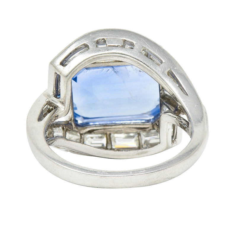 Mid-Century 8.80 CTW Sapphire Diamond Platinum Cocktail Ring Wilson's Estate Jewelry