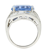 Mid-Century 8.80 CTW Sapphire Diamond Platinum Cocktail Ring Wilson's Estate Jewelry