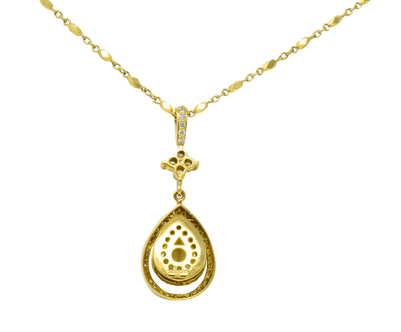Lovely Green Beryl Diamond 18 Karat Gold Drop Pendant NecklaceNecklace - Wilson's Estate Jewelry