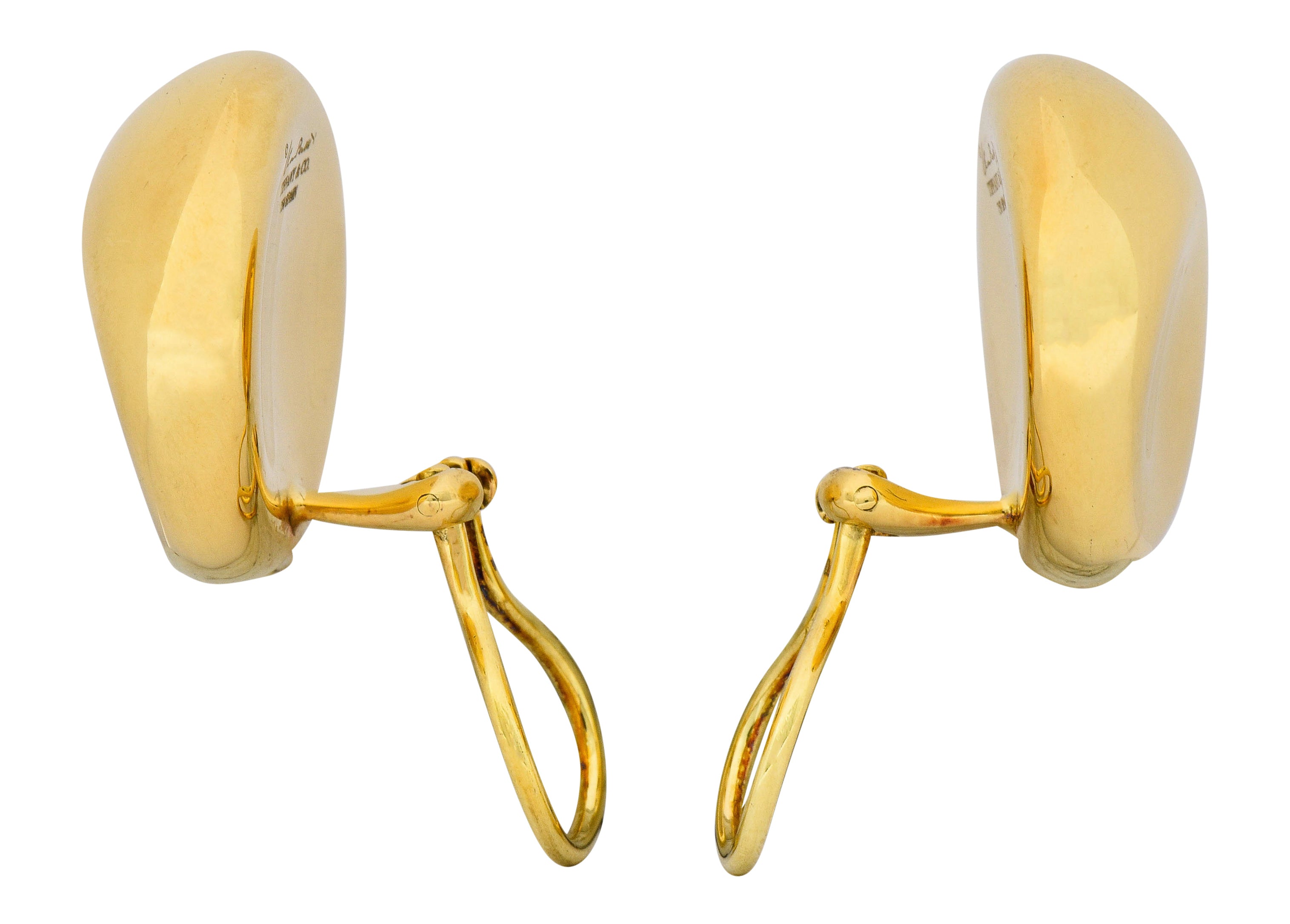 Elsa Peretti Tiffany & Co. Vintage 18 Karat Gold Bean Ear-Clip Earrings - Wilson's Estate Jewelry