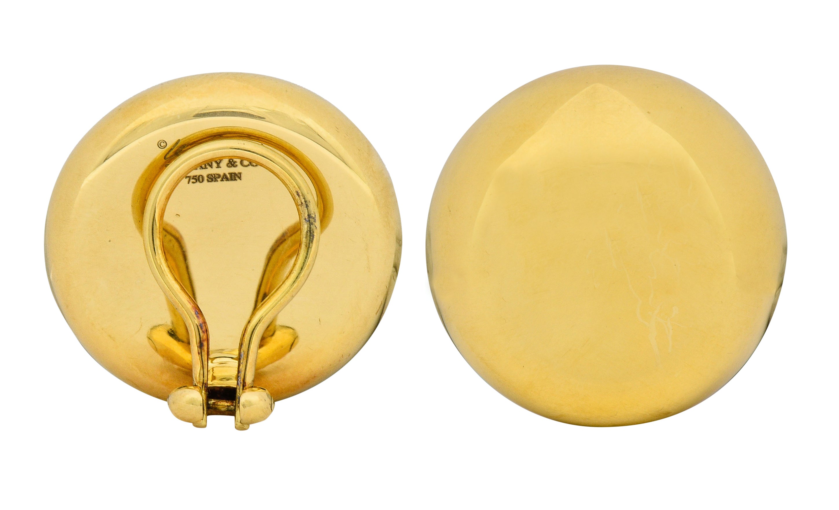 Elsa Peretti Tiffany & Co. Vintage 18 Karat Gold Bean Ear-Clip Earrings - Wilson's Estate Jewelry