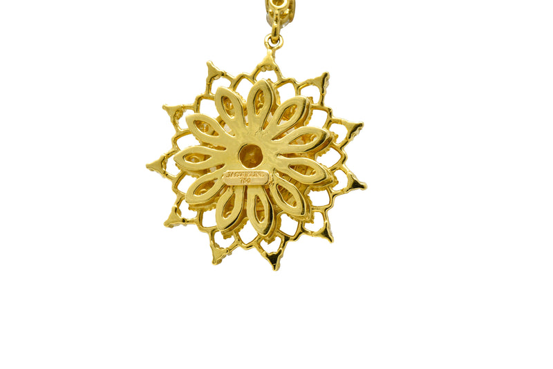 Heliodor Golden Beryl Diamond 18 Karat Gold Floral Burst NecklaceNecklace - Wilson's Estate Jewelry