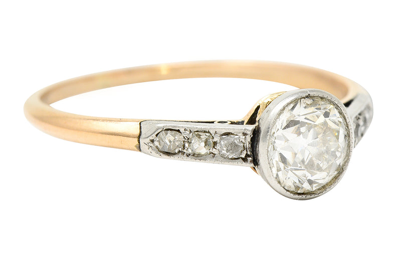 Edwardian 0.63 CTW Diamond Platinum-Topped 14 Karat Gold Bezel Engagement Ring Wilson's Estate Jewelry