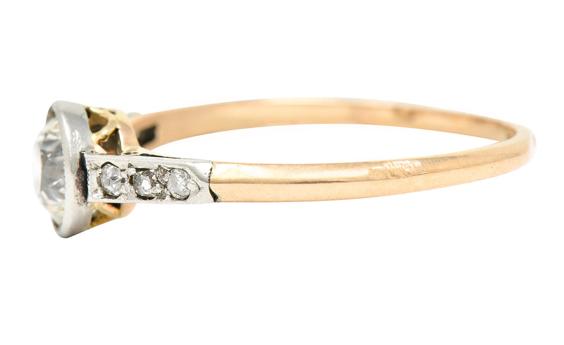 Edwardian 0.63 CTW Diamond Platinum-Topped 14 Karat Gold Bezel Engagement Ring Wilson's Estate Jewelry