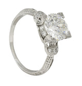 Art Deco 2.36 CTW Old European Diamond Platinum Wheat Vintage Engagement Ring