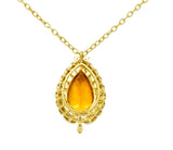Citrine 1.05 CTW Diamond 18 Karat Gold Foliate Cluster Pendant NecklaceNecklace - Wilson's Estate Jewelry