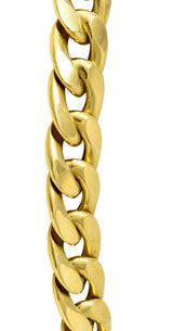 Vintage Tri-Colored 18 Karat Gold Curb Link Unisex Chain Necklace Wilson's Estate Jewelry