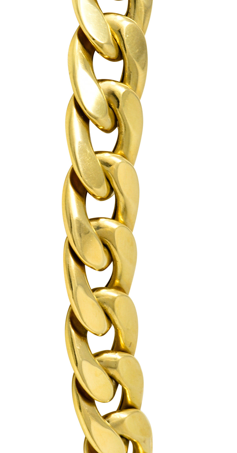 Vintage Tri-Colored 18 Karat Gold Curb Link Unisex Chain Necklace Wilson's Estate Jewelry