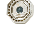 Aquamarine Diamond 18 Karat White Gold Octagonal Pendant NecklaceNecklace - Wilson's Estate Jewelry