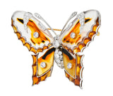 Large Vintage Agate Citrine Diamond Platinum Butterfly BroochBrooch - Wilson's Estate Jewelry